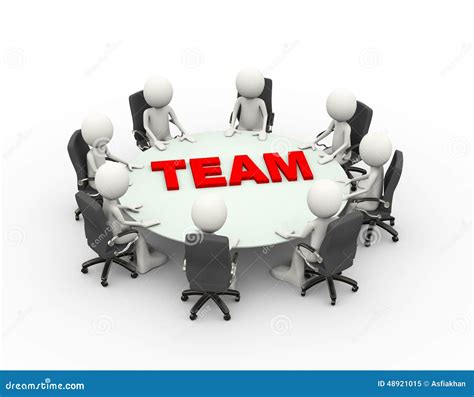 3d People Business Meeting Conference Team Table Stock Illustration