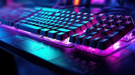 Premium Photo | Illuminated keyboard neon keyboard mechanical gaming ...