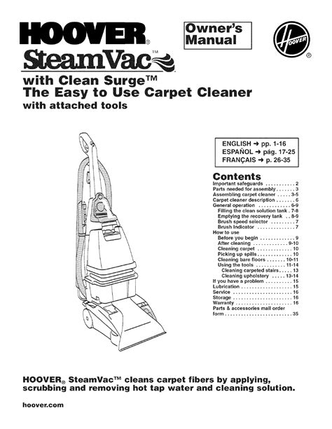 Hoover Rug Cleaner Manual - Carpet Vidalondon