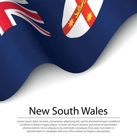 Waving flag of New South Wales is a state of Australia on white ...