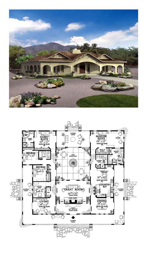 17 Best images about Courtyard House Plans on Pinterest | The waterfall ...