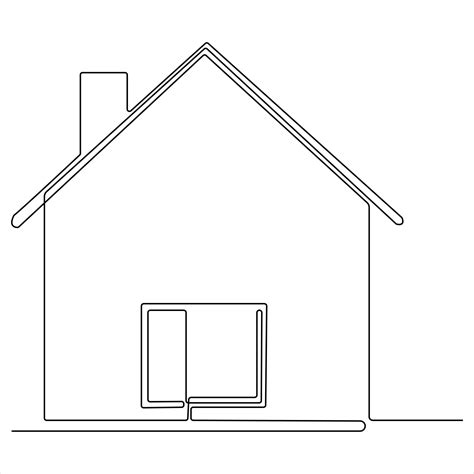 Continuous single line modern house art drawing vector style ...