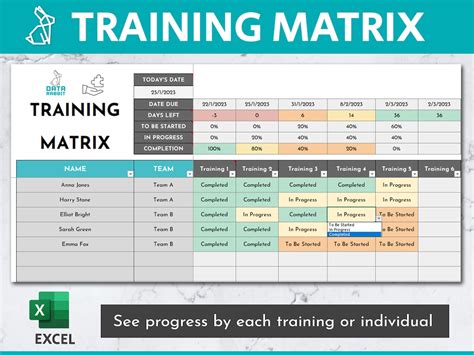 Employee Training Excel Template Training Matrix Skills Matrix Training ...