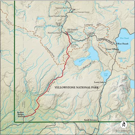 Yellowstone National Park Topo Map Hiking - London Top Attractions Map