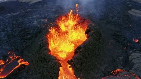 Volcano Eruption in Iceland Aerial, dron... | Stock Video | Pond5