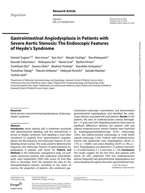 (PDF) Gastrointestinal Angiodysplasia in Patients with Severe Aortic ...