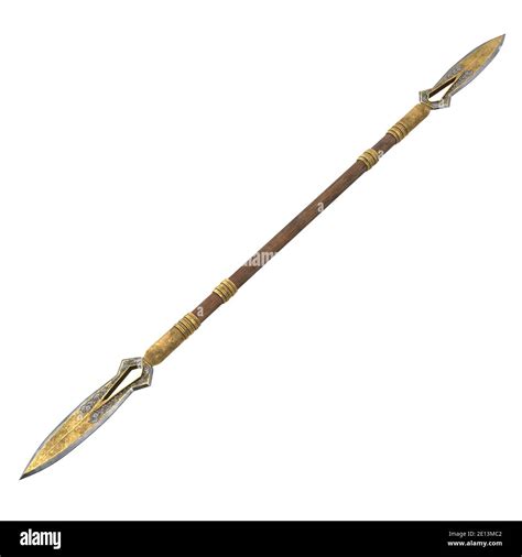 long spear, weapon, on an isolated white background. 3d illustration ...