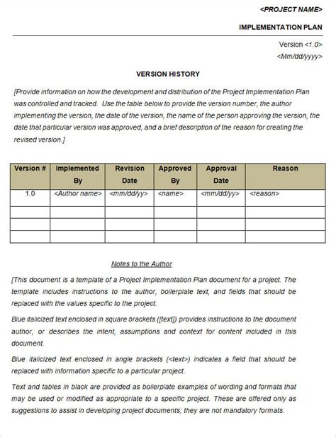 Project Implementation Plan Template - 6+ Free Word, Excel Documents ...