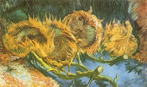 Green and yellow flower painting, artwork, Vincent van Gogh, sunflowers ...