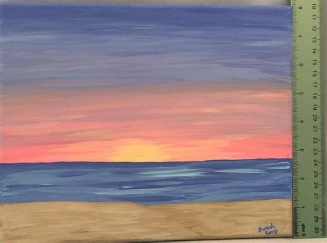 Sunset at the Beach Acrylic Painting Setting Sun on the Beach Hand ...