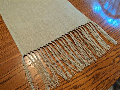 Sage Green Burlap Table Runner with Fringe | Etsy