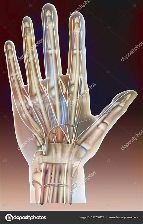 Anatomy Palmar Face Hand Median Nerve Tendons Radial Artery Stock Photo ...