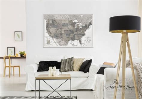 United States Map Poster for Travelers Detailed US Map Print ...