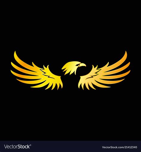 Golden eagle with black background Royalty Free Vector Image