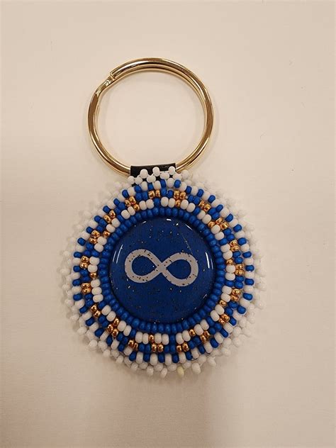 Metis Infinity Symbol Flag Blue Beaded Keychain Indigenous - Etsy