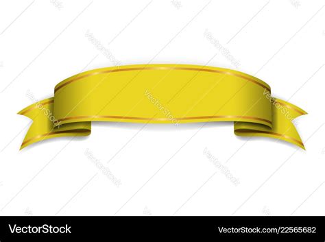 Gold ribbon banner golden satin glossy bow blank Vector Image