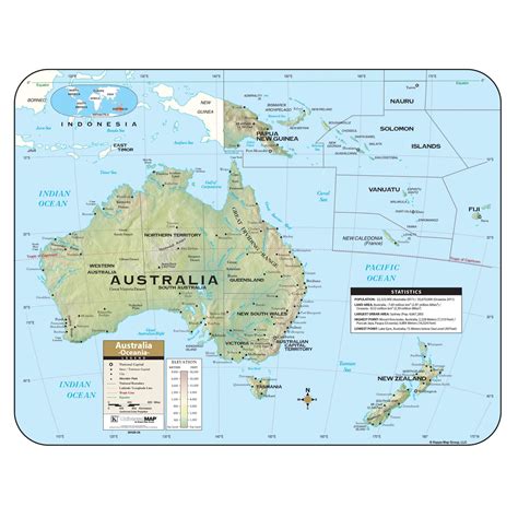 Australia/Oceania Shaded Relief Map - The Map Shop