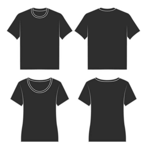 Outline Black T Shirt Mock Up Front and Back View 21356696 Vector Art ...