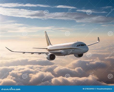 Majesty of the Airbus ACJ319neo in Flight Stock Illustration ...