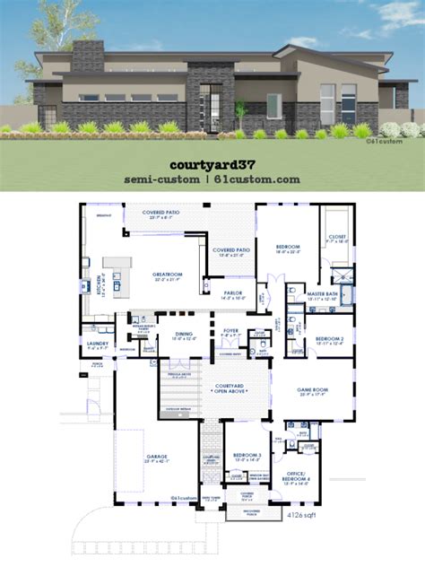 Modern Courtyard House Plan | 61custom | Contemporary & Modern House Plans