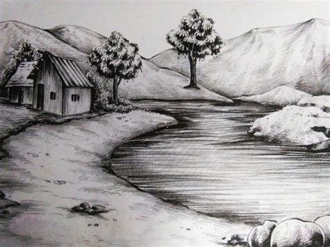 Nature Picture Pencil Drawing