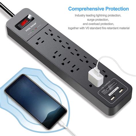 Surge Protector 12 Outlets 2 USB Ports Black - Buy Surge Protector ...