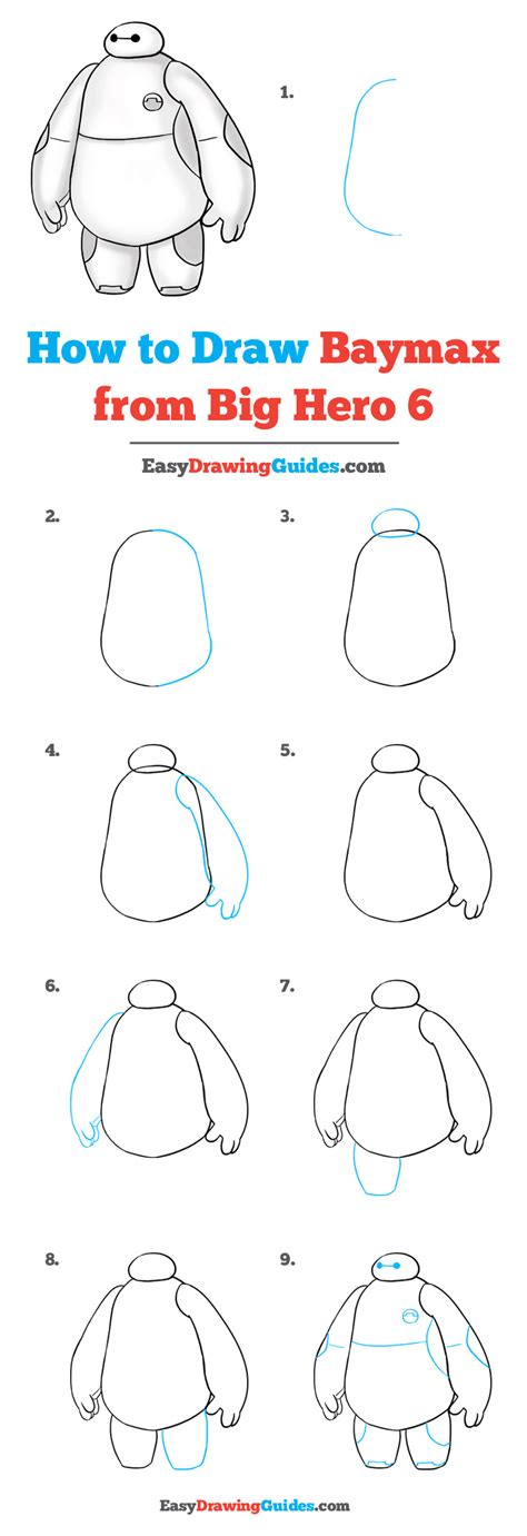 How to Draw Baymax from Big Hero 6 - Really Easy Drawing Tutorial ...