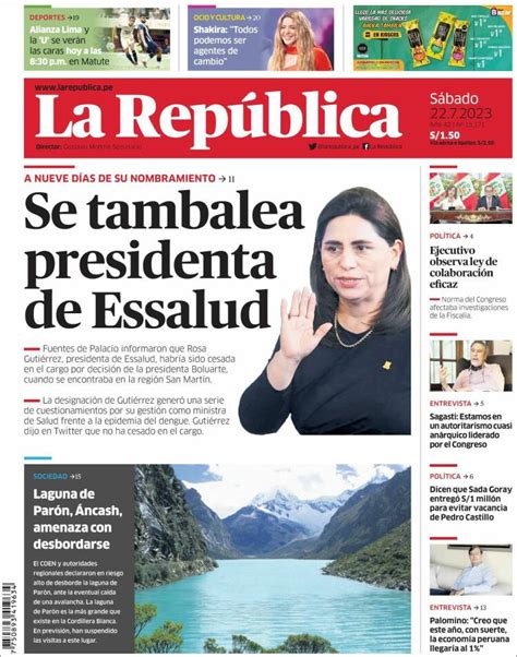 Newspaper La Republica (Peru). Newspapers in Peru. Today's press covers ...