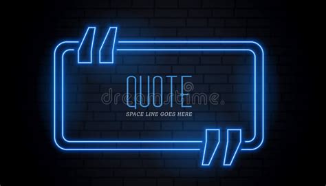 Blue Quotation Frame in Neon Glowing Style Stock Vector - Illustration ...