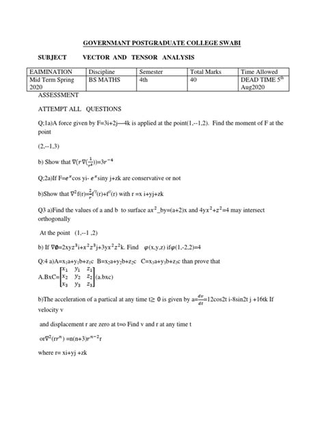 Vector and Tensor Analysis | PDF