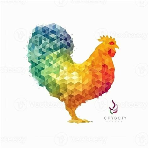 AI generated sketchy logo featuring chicken in rainbow on a white ...