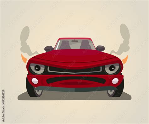 Sport red car. Front view. Vector flat cartoon illustration Stock ...