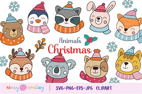 Christmas Animals Clipart, SVG Xmas Graphic by Noey smiley · Creative ...