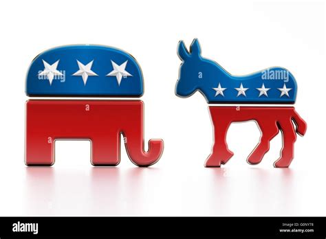 USA Political party symbols isolated on white background. Elephant for ...