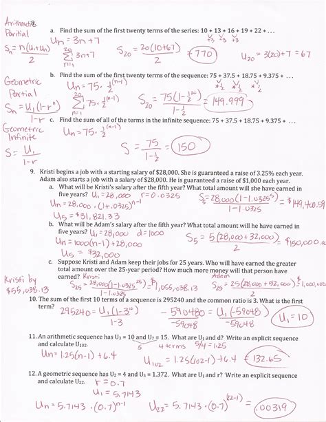 Arithmetic Series And Sequence Worksheet