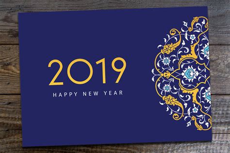 2019 New Year greeting card | Creative Illustrator Templates ~ Creative ...