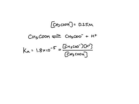 SOLVED: The Ka of acetic acid is 1 "8x10 5. Calculate [OH ] and pH for ...