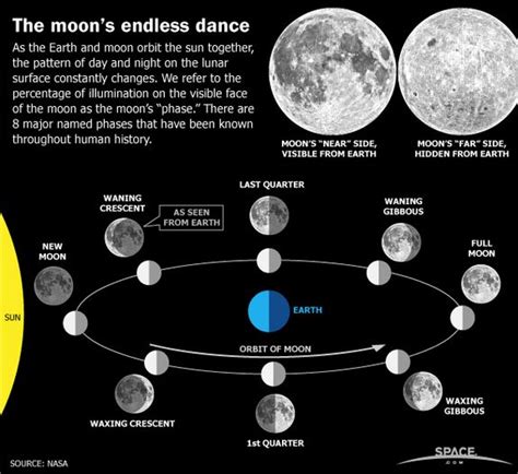 As the Earth and moon orbit the sun together, the moon goes through ...