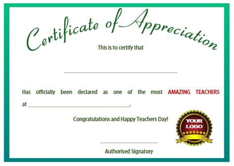 11+ Printable Certificates Of Appreciation For Teachers in Teacher ...