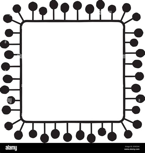 Vector illustration in black line on white background of a square ...