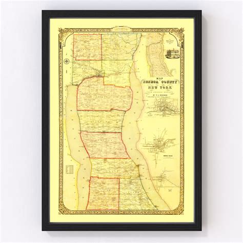 Vintage Map of Seneca County, New York 1858 by Ted's Vintage Art