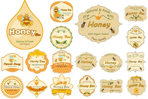 40 Honey Jar Labels PNG (254285) | Labels | Design Bundles