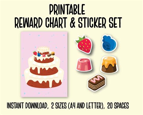 Reward Chart and Sticker Set Printable Reward Sheet Reward - Etsy