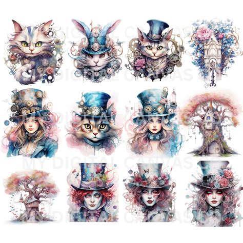 Watercolor Alice in Wonderland Png Clipart, Printable Girls Borderland ...