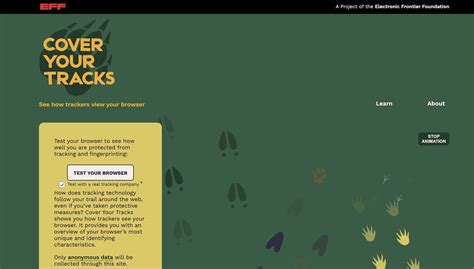 Cover Your Tracks - Test your browser - tracking and fingerprinting