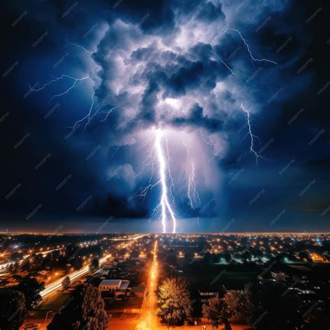 Premium AI Image | lightning storm in the sky