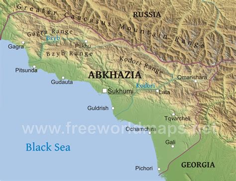 Abkhazia Physical Map