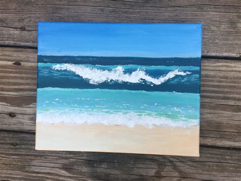 Wave, Original Acrylic Beach Painting, 8x10 Painting - Etsy