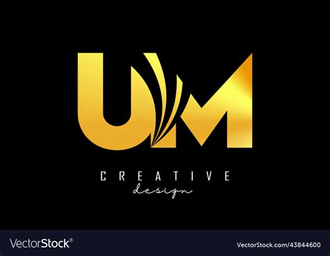 Creative golden letters um u m logo with leading Vector Image