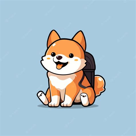 Premium Vector Cute Shiba Inu Dog Cartoon Illustration